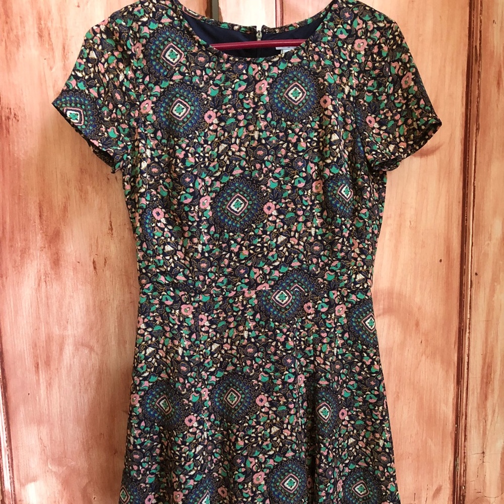 J. Crew floral chiffon flare dress
